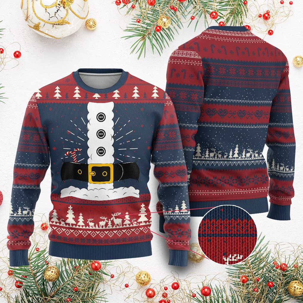 Santa Claus Suit Costume Ugly Christmas Sweater Retro Festive Christmas Vibe TS02 Burgundy Print Your Wear