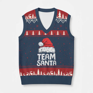 Team Santa V-Neck Knit Sweater Vest Xmas Squad Family Matching Pajamas TS02 Navy Red Print Your Wear