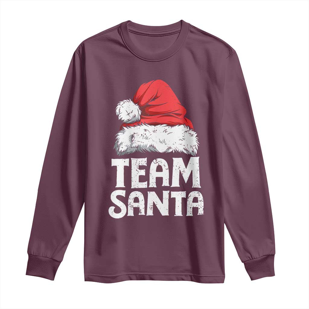 Team Santa Long Sleeve Shirt Christmas Squad Family Matching Pajamas TS02 Maroon Print Your Wear
