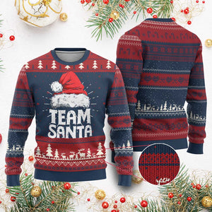 Team Santa Ugly Christmas Sweater Xmas Squad Family Matching Pajamas TS02 Burgundy Print Your Wear