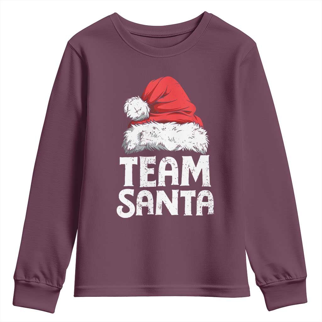 Team Santa Youth Sweatshirt Christmas Squad Family Matching Pajamas TS02 Maroon Print Your Wear