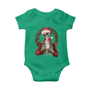 Skeleton Christmas Baby Onesie Dead Inside But Caffeinated Coffee Lover Xmas Vibe TS02 Irish Green Print Your Wear