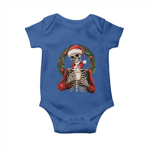 Skeleton Christmas Baby Onesie Dead Inside But Caffeinated Coffee Lover Xmas Vibe TS02 Royal Blue Print Your Wear