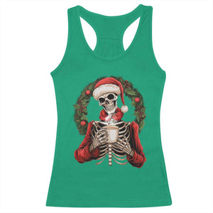 Skeleton Christmas Racerback Tank Top Dead Inside But Caffeinated Coffee Lover Xmas Vibe TS02 Irish Green Print Your Wear