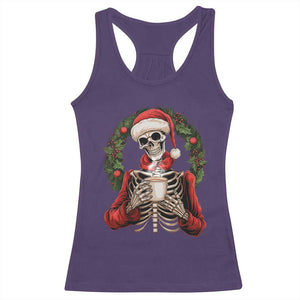 Skeleton Christmas Racerback Tank Top Dead Inside But Caffeinated Coffee Lover Xmas Vibe TS02 Purple Print Your Wear