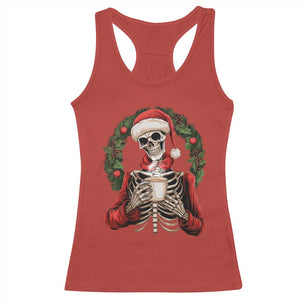 Skeleton Christmas Racerback Tank Top Dead Inside But Caffeinated Coffee Lover Xmas Vibe TS02 Red Print Your Wear