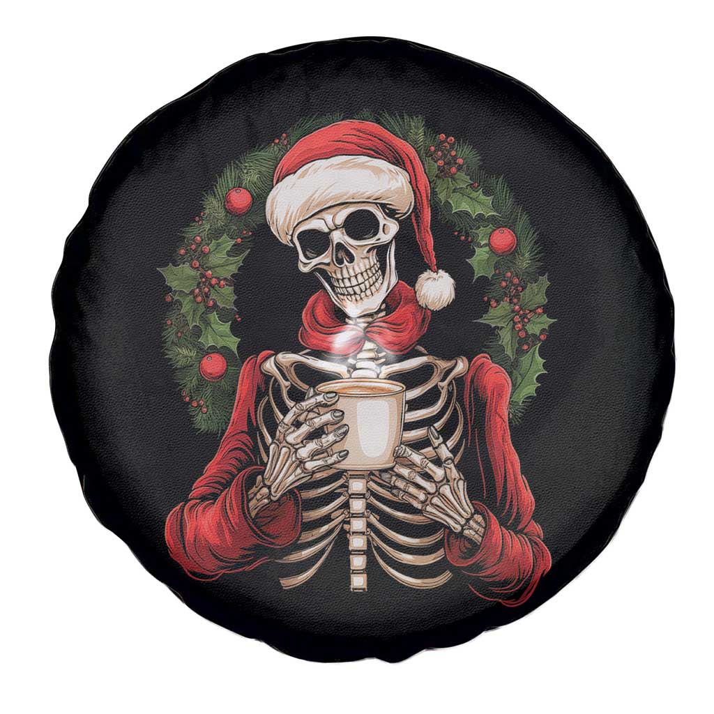 Skeleton Christmas Spare Tire Cover Dead Inside But Caffeinated Coffee Lover Xmas Vibe TS02 Print Your Wear