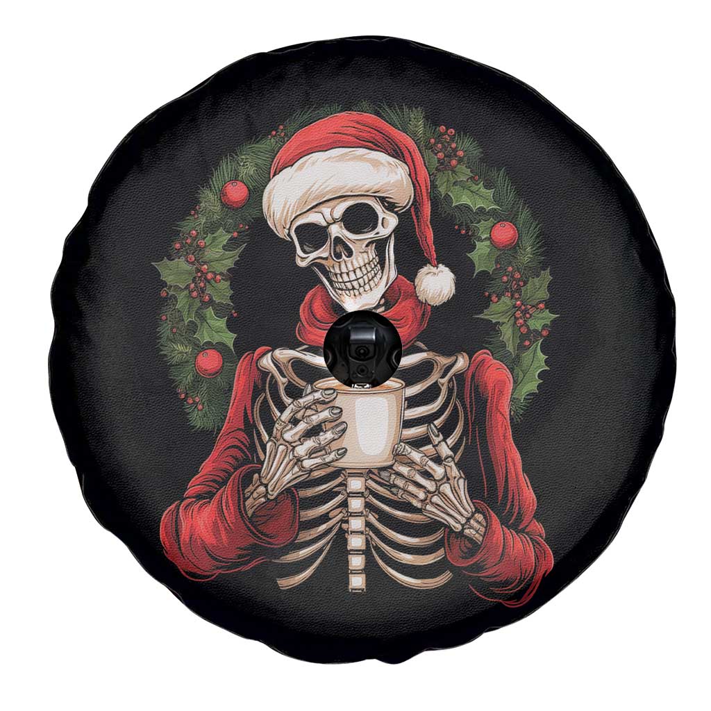 Skeleton Christmas Spare Tire Cover Dead Inside But Caffeinated Coffee Lover Xmas Vibe TS02 Print Your Wear