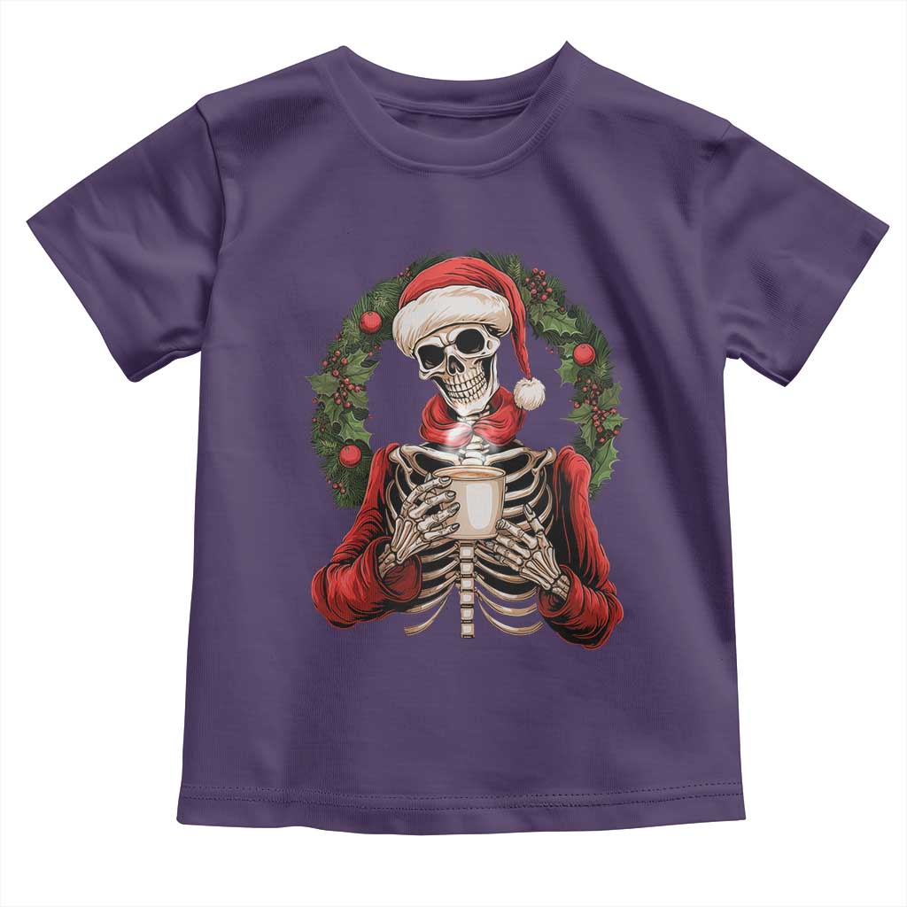 Skeleton Christmas Toddler T Shirt Dead Inside But Caffeinated Coffee Lover Xmas Vibe TS02 Purple Print Your Wear