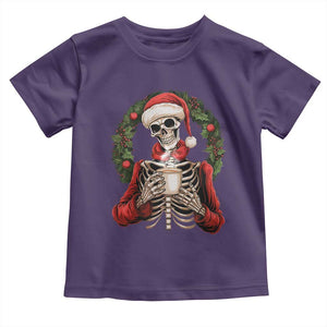 Skeleton Christmas Toddler T Shirt Dead Inside But Caffeinated Coffee Lover Xmas Vibe TS02 Purple Print Your Wear