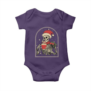 Skeleton Christmas Baby Onesie Dead Inside But Caffeinated Coffee Addict Xmas Vibe TS02 Purple Print Your Wear