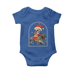 Skeleton Christmas Baby Onesie Dead Inside But Caffeinated Coffee Addict Xmas Vibe TS02 Royal Blue Print Your Wear