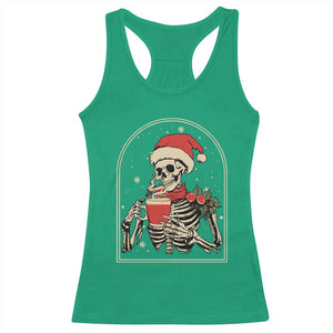 Skeleton Christmas Racerback Tank Top Dead Inside But Caffeinated Coffee Addict Xmas Vibe TS02 Irish Green Print Your Wear