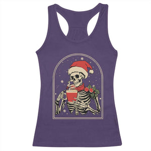 Skeleton Christmas Racerback Tank Top Dead Inside But Caffeinated Coffee Addict Xmas Vibe TS02 Purple Print Your Wear