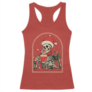 Skeleton Christmas Racerback Tank Top Dead Inside But Caffeinated Coffee Addict Xmas Vibe TS02 Red Print Your Wear