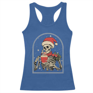 Skeleton Christmas Racerback Tank Top Dead Inside But Caffeinated Coffee Addict Xmas Vibe TS02 Royal Blue Print Your Wear