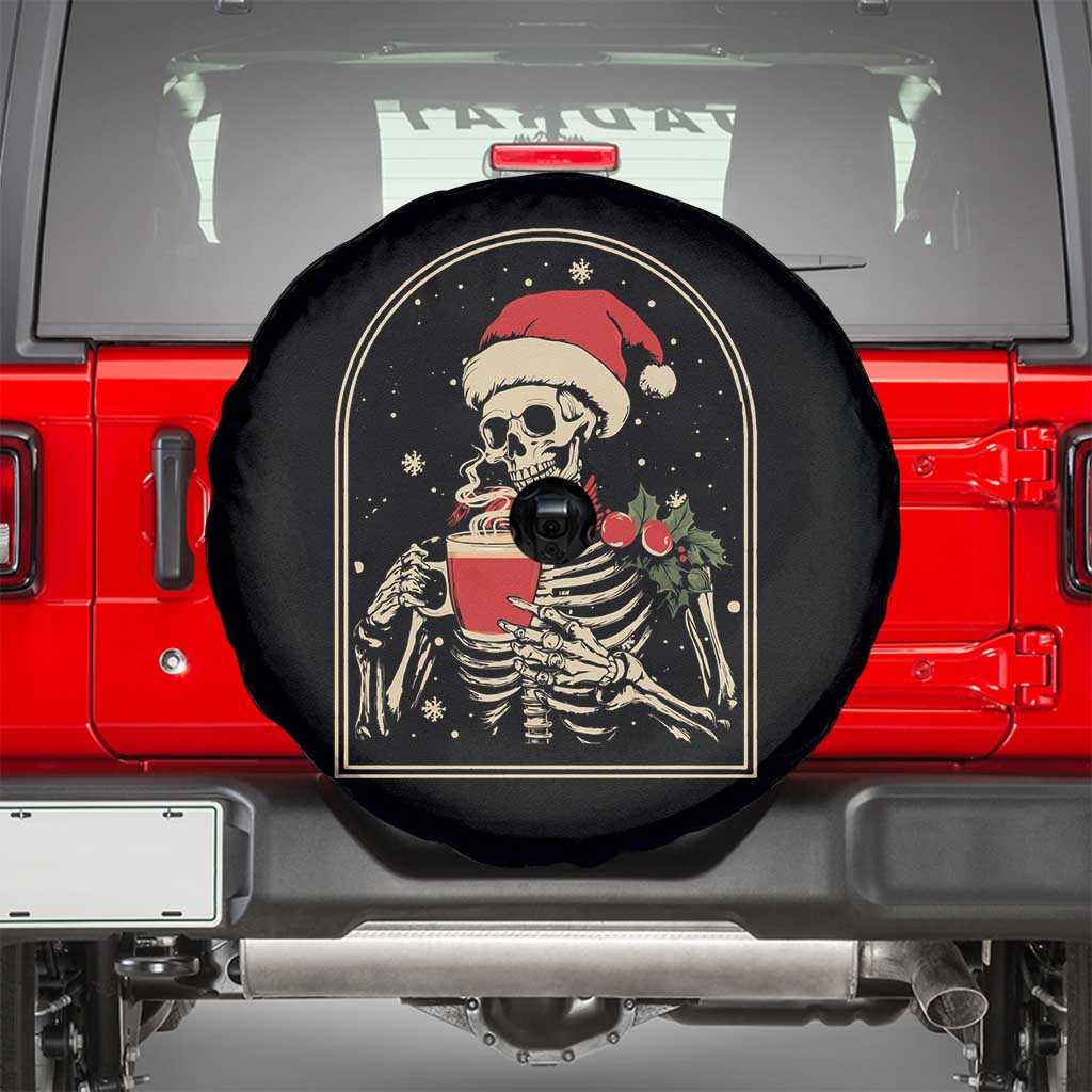 Skeleton Christmas Spare Tire Cover Dead Inside But Caffeinated Coffee Addict Xmas Vibe TS02 Black Print Your Wear