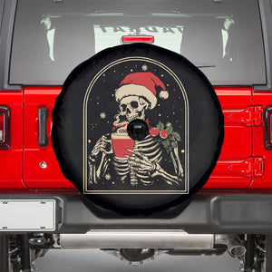 Skeleton Christmas Spare Tire Cover Dead Inside But Caffeinated Coffee Addict Xmas Vibe TS02 Black Print Your Wear