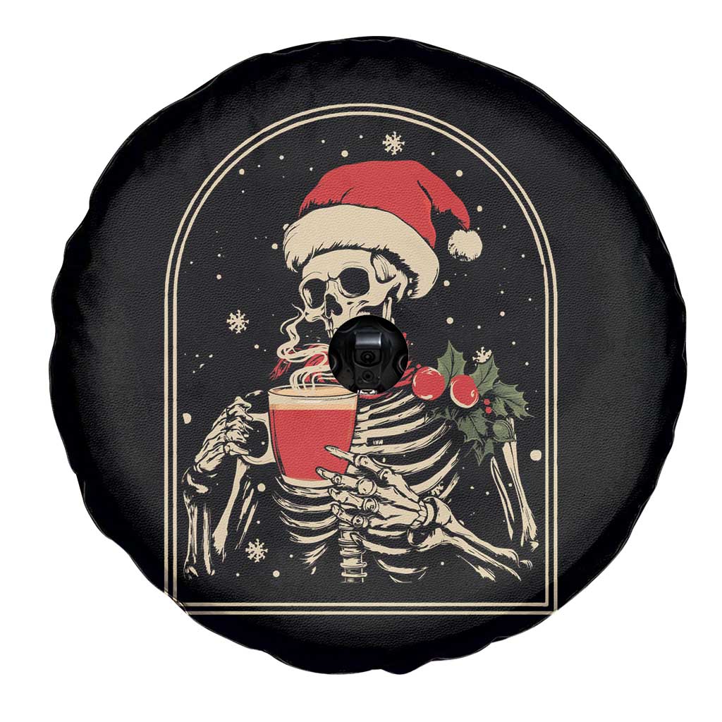 Skeleton Christmas Spare Tire Cover Dead Inside But Caffeinated Coffee Addict Xmas Vibe TS02 Print Your Wear