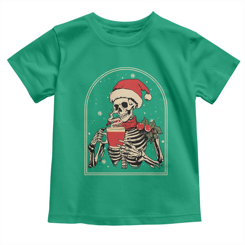 Skeleton Christmas Toddler T Shirt Dead Inside But Caffeinated Coffee Addict Xmas Vibe TS02 Irish Green Print Your Wear