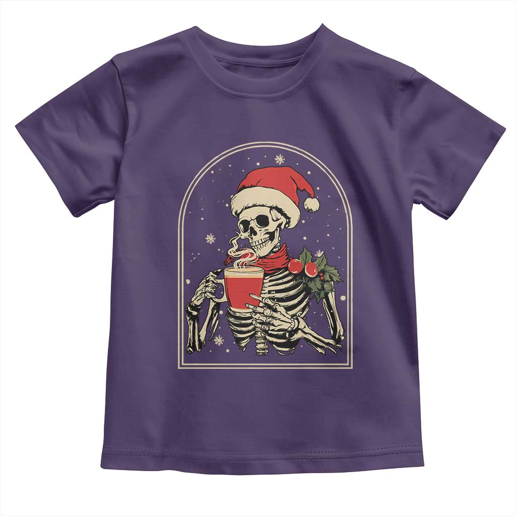 Skeleton Christmas Toddler T Shirt Dead Inside But Caffeinated Coffee Addict Xmas Vibe TS02 Purple Print Your Wear