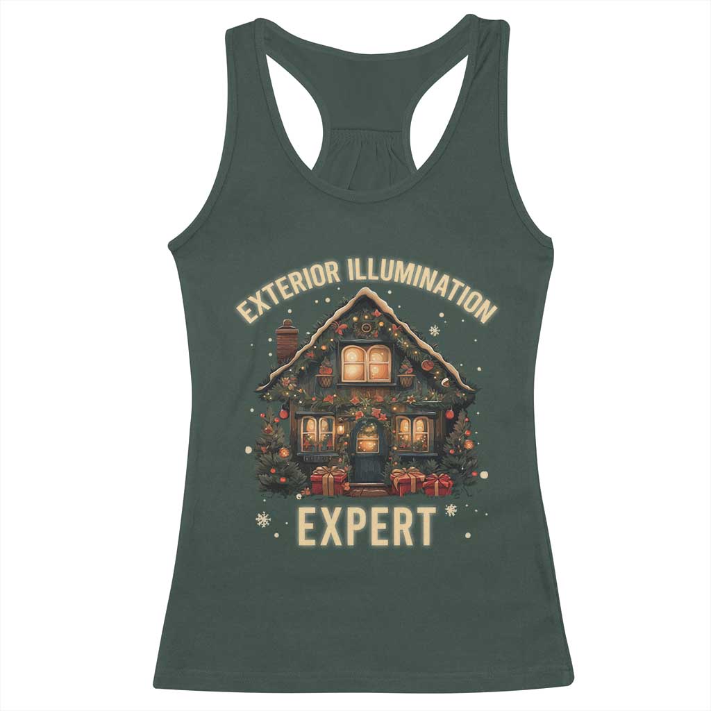 Funny Christmas Racerback Tank Top Exterior Illumination Expert Xmas Lights Home Decor TS02 Dark Forest Green Print Your Wear