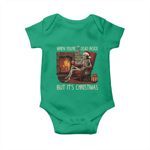 Skeleton Christmas Baby Onesie When You're Dead Inside But It's Xmas Chillin' TS02 Irish Green Print Your Wear