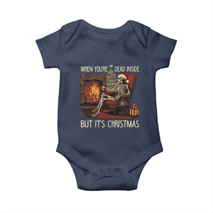 Skeleton Christmas Baby Onesie When You're Dead Inside But It's Xmas Chillin' TS02 Navy Print Your Wear