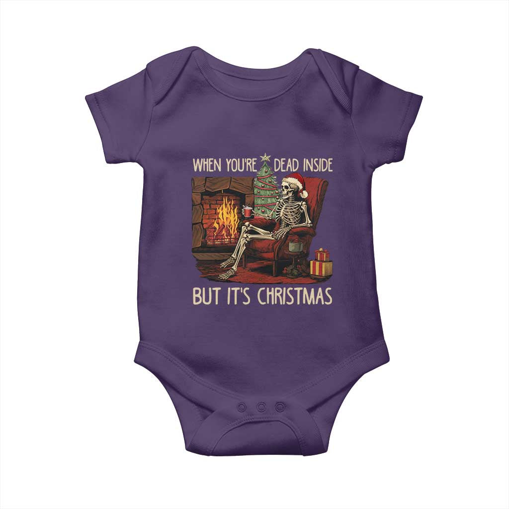 Skeleton Christmas Baby Onesie When You're Dead Inside But It's Xmas Chillin' TS02 Purple Print Your Wear
