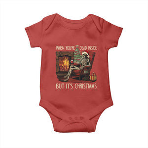 Skeleton Christmas Baby Onesie When You're Dead Inside But It's Xmas Chillin' TS02 Red Print Your Wear