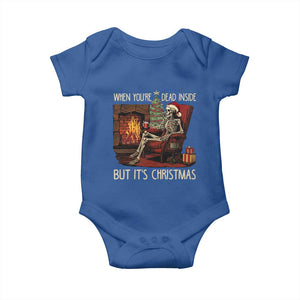 Skeleton Christmas Baby Onesie When You're Dead Inside But It's Xmas Chillin' TS02 Royal Blue Print Your Wear