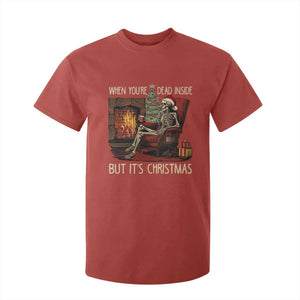 Skeleton Christmas T Shirt For Kid When You're Dead Inside But It's Xmas Chillin' TS02 Red Print Your Wear
