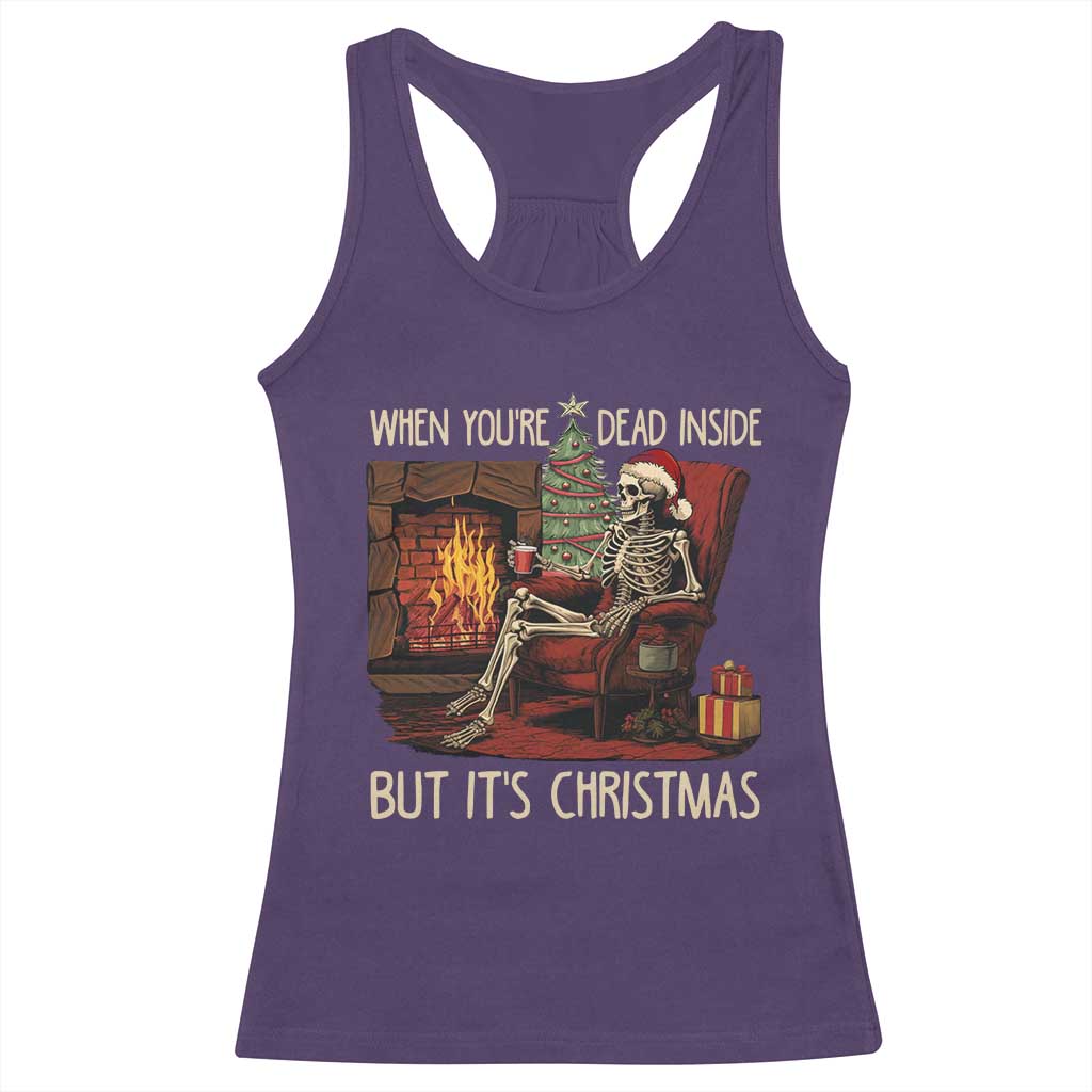 Skeleton Christmas Racerback Tank Top When You're Dead Inside But It's Xmas Chillin' TS02 Purple Print Your Wear