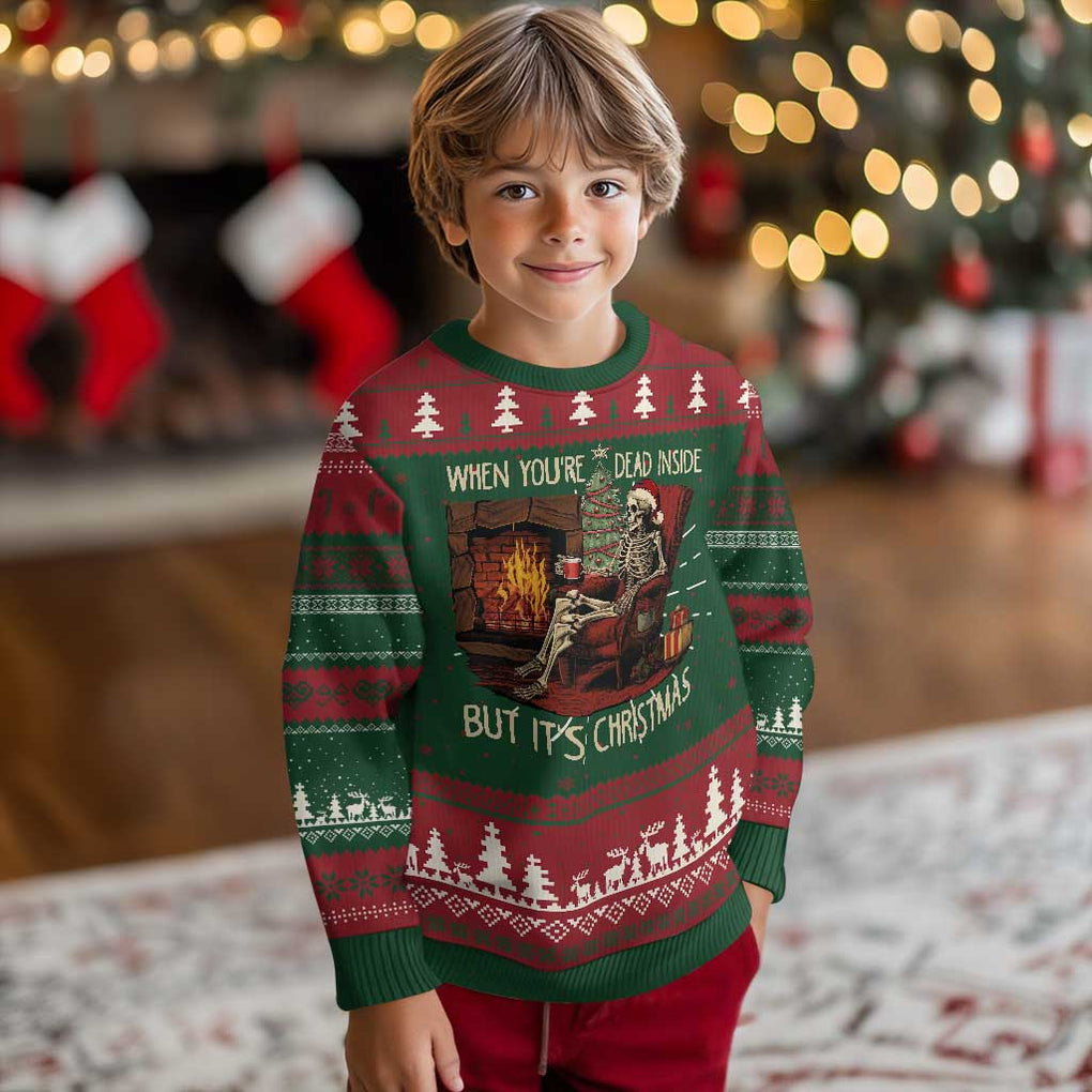 Skeleton Christmas Ugly Christmas Sweater When You're Dead Inside But It's Xmas Chillin' TS02 Christmas Print Your Wear