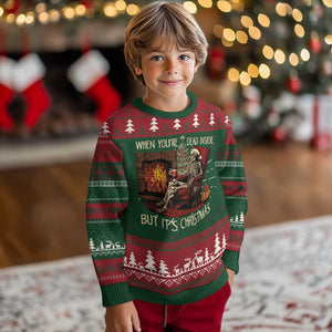 Skeleton Christmas Ugly Christmas Sweater When You're Dead Inside But It's Xmas Chillin' TS02 Christmas Print Your Wear