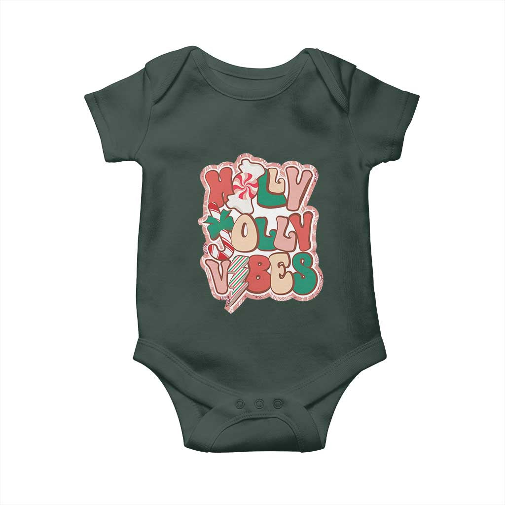 Groovy Christmas Baby Onesie Holly Jolly Vibes TS02 Print Your Wear
