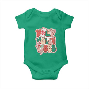 Groovy Christmas Baby Onesie Holly Jolly Vibes TS02 Irish Green Print Your Wear