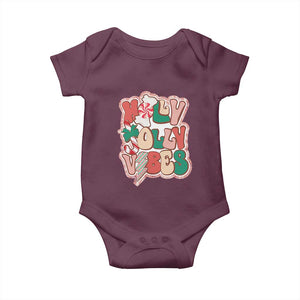 Groovy Christmas Baby Onesie Holly Jolly Vibes TS02 Maroon Print Your Wear