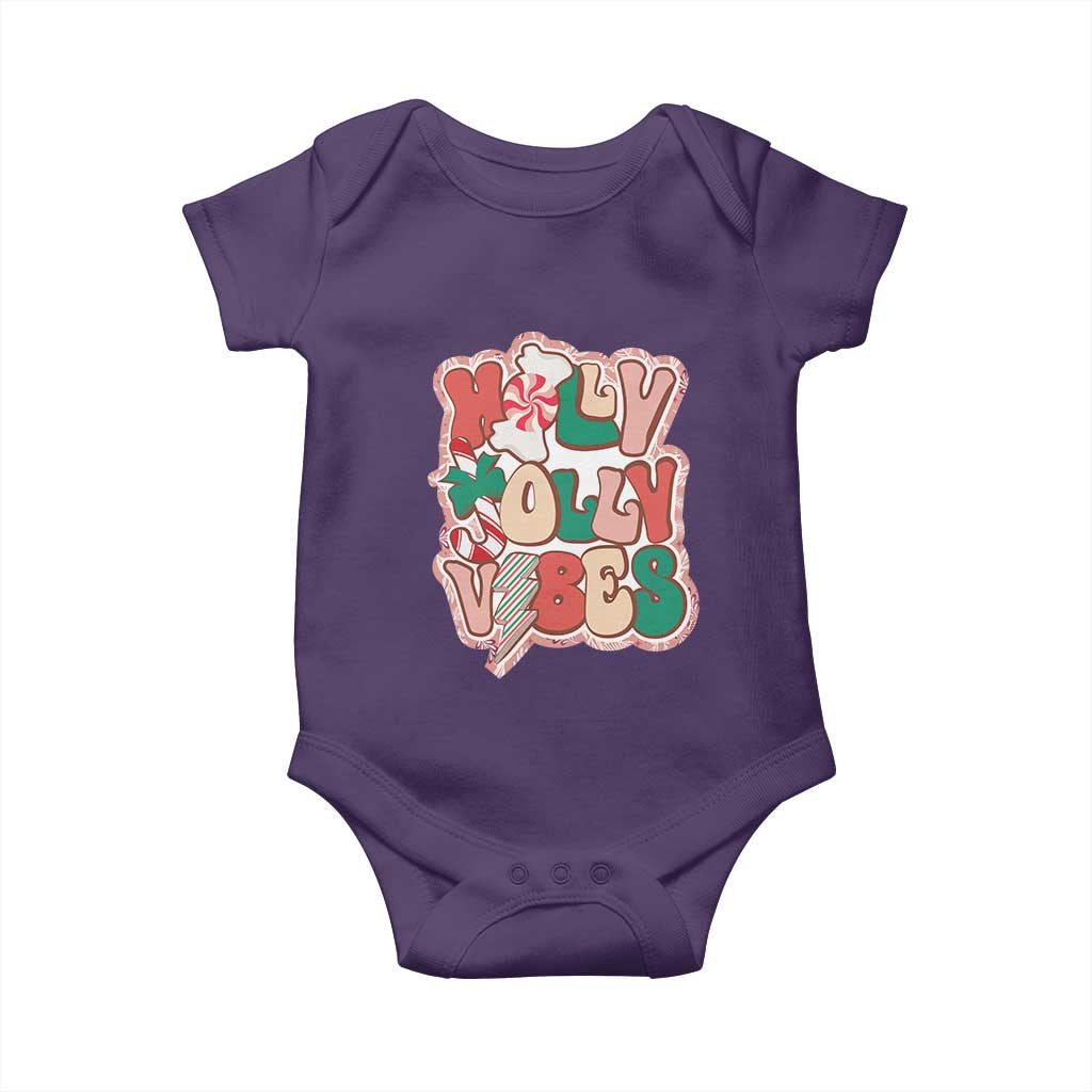 Groovy Christmas Baby Onesie Holly Jolly Vibes TS02 Purple Print Your Wear