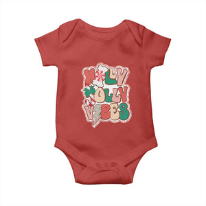 Groovy Christmas Baby Onesie Holly Jolly Vibes TS02 Red Print Your Wear