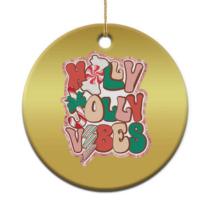 Groovy Christmas Christmas Ornament Holly Jolly Vibes TS02 Print Your Wear