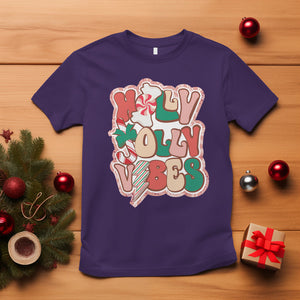 Groovy Christmas T Shirt Holly Jolly Vibes TS02 Purple Printyourwear