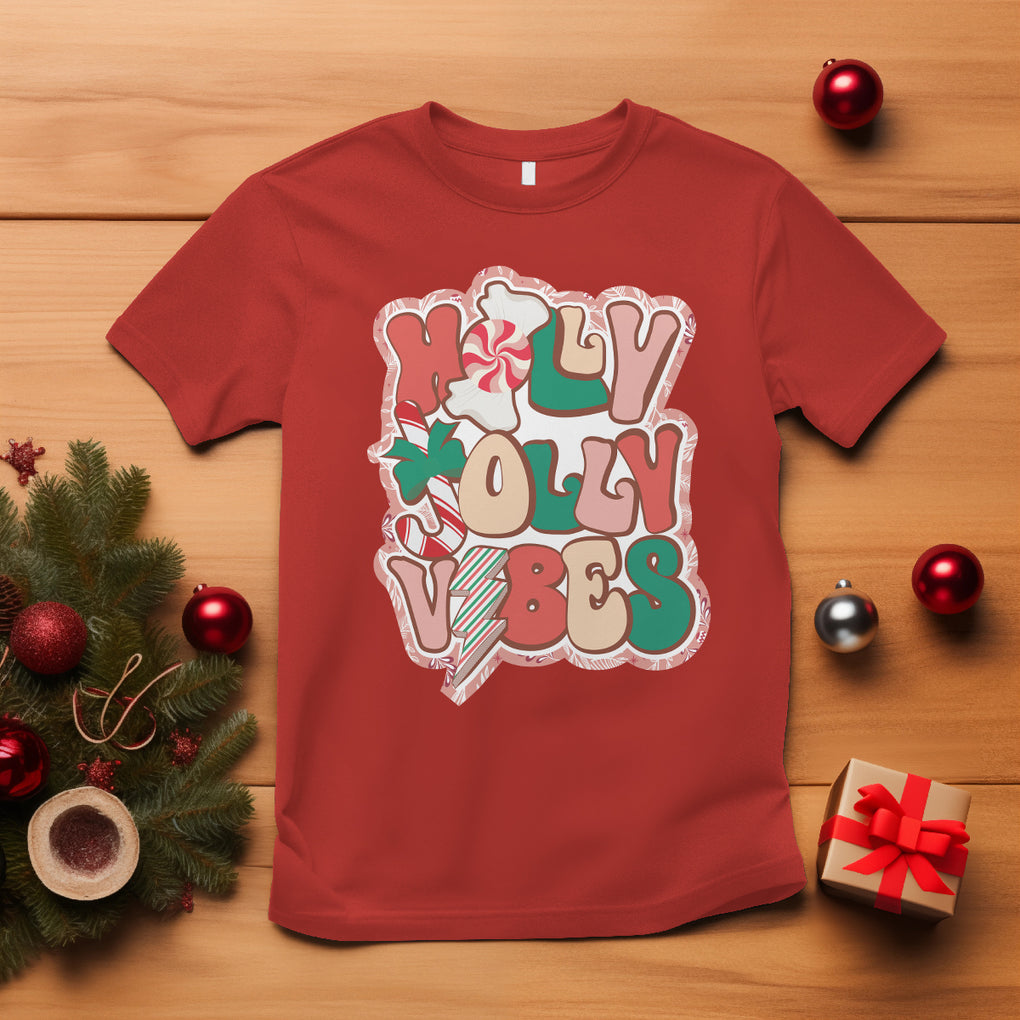 Groovy Christmas T Shirt Holly Jolly Vibes TS02 Red Printyourwear