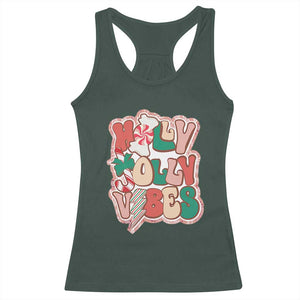Groovy Christmas Racerback Tank Top Holly Jolly Vibes TS02 Dark Forest Green Print Your Wear