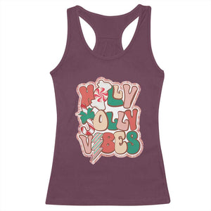 Groovy Christmas Racerback Tank Top Holly Jolly Vibes TS02 Maroon Print Your Wear