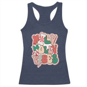 Groovy Christmas Racerback Tank Top Holly Jolly Vibes TS02 Navy Print Your Wear