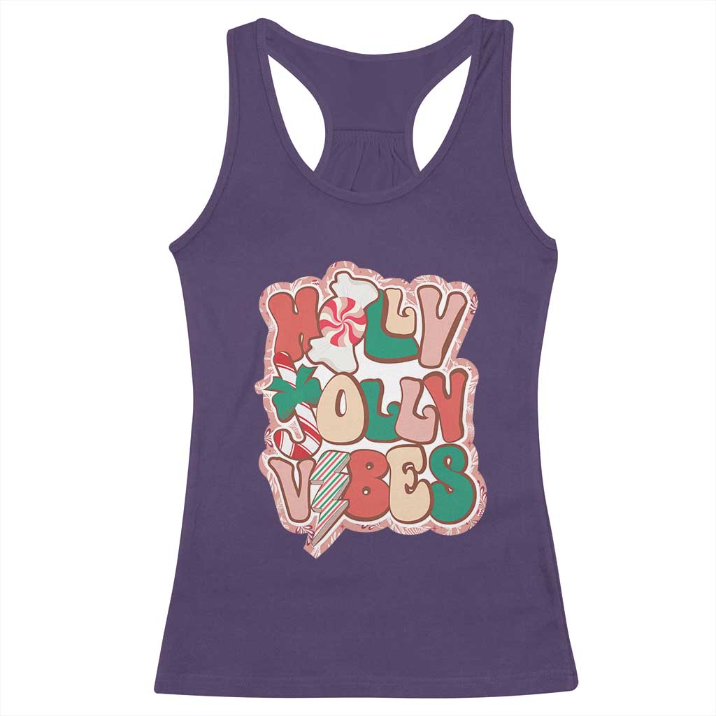 Groovy Christmas Racerback Tank Top Holly Jolly Vibes TS02 Purple Print Your Wear