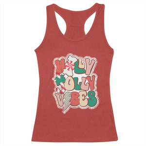 Groovy Christmas Racerback Tank Top Holly Jolly Vibes TS02 Red Print Your Wear