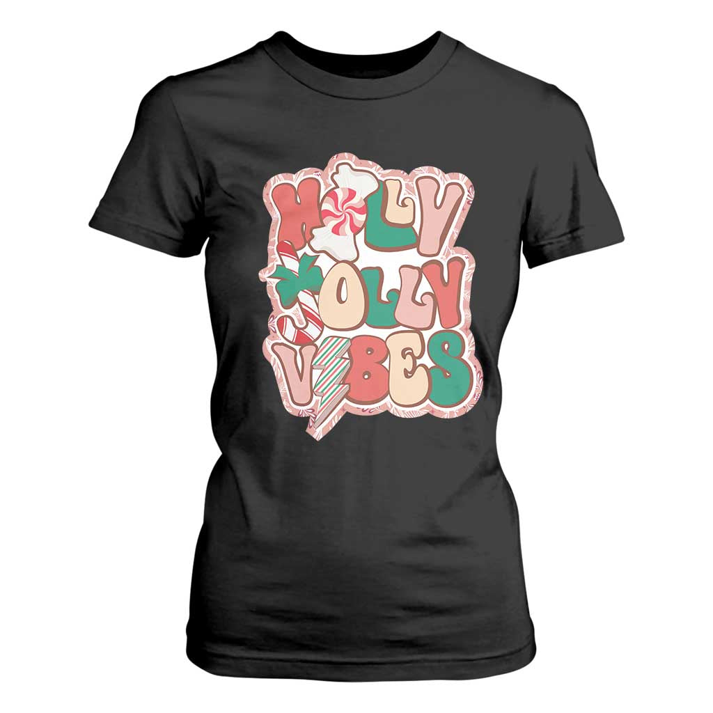 Groovy Christmas T Shirt For Women Holly Jolly Vibes TS02 Black Print Your Wear
