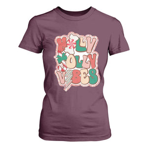 Groovy Christmas T Shirt For Women Holly Jolly Vibes TS02 Maroon Print Your Wear